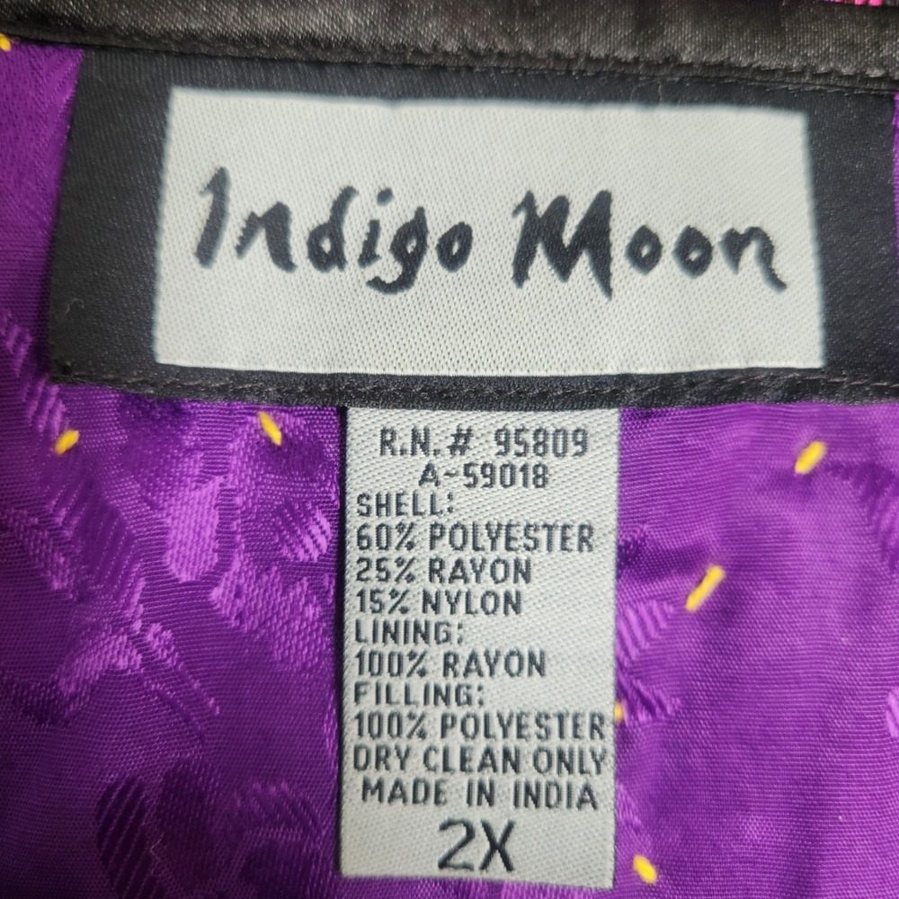 Indigo Moon Quilted Patchwork Jacket Size 2x Flor… - image 3